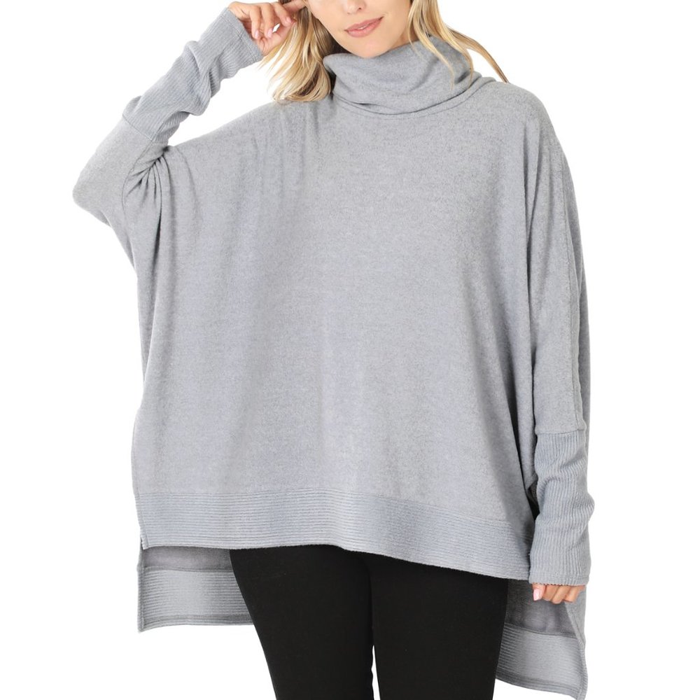 Cowl Neck Oversized Sweater Poncho